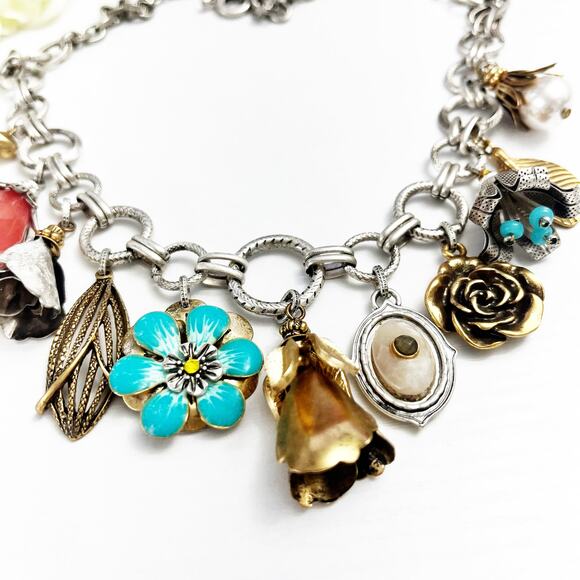 NEW Chico's Cherry Quartz Pearl Charm Necklace - Picture 3 of 11